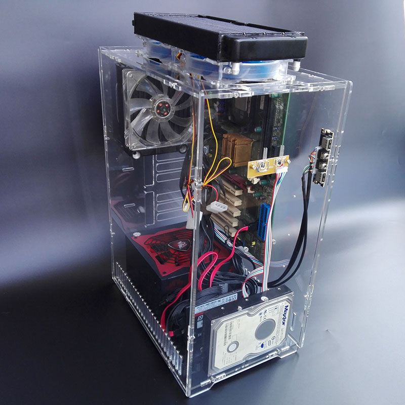 DIY 水冷有机玻璃 亚克力个性化全透明水晶机箱立式ATX大板电脑箱