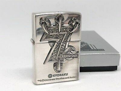 代购罕见zippo芝宝打火机2002限量版侏罗纪公园恐龙爪银男士收藏