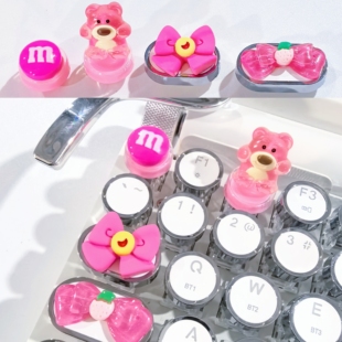 手工tab键帽蝴蝶结caps草莓熊m豆圆形粉色机械键盘个性键帽可爱女