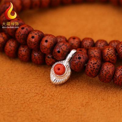 藏式文玩佛珠配饰S925银饰镶嵌款夹子配件文玩卡子隔珠计数器配件