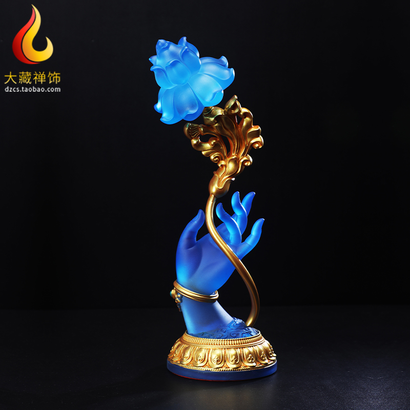 精致佛手莲花灯LED供灯荷花仿琉璃佛前供佛长明灯电子蜡烛神台灯