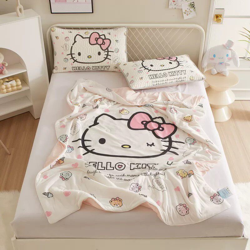 英国DHWA女童凉感丝HelloKitty夏凉被儿童空调被幼儿园午睡薄被子