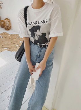 白色短袖T恤女韩版2025年春夏季小个子打底上衣宽松chic短款圆领