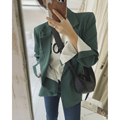 短外套女士休闲2025新款 绿色韩版 小西装 黑色小个子chic春秋西服潮