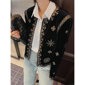 夹克法式 丝绒刺绣短外套女上衣2025年春季 新款 复古小个子宽松显瘦