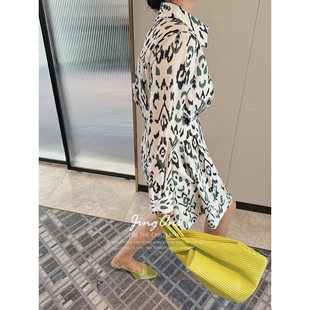 法式 JINGONI复古衬衫 连衣裙子女长袖 短裙收腰修身 小个子显瘦新款