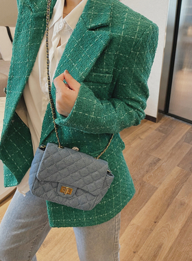 绿色西装外套小香风女高级感春季2025年新款大衣气质小个子毛呢子