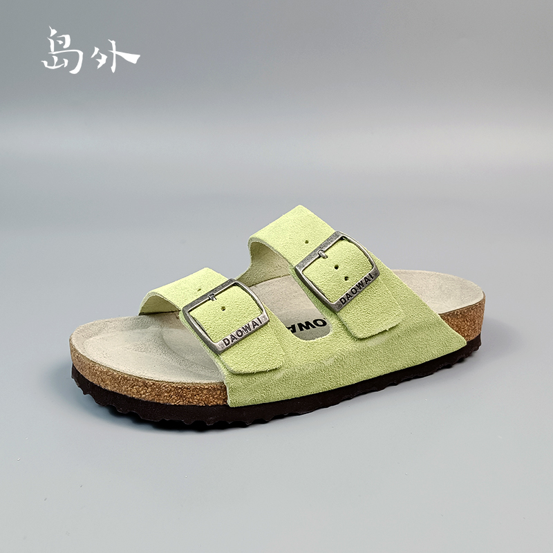 岛外DAOWAI勃肯鞋平底休闲时尚简约透气外穿软木一字凉拖博肯女鞋