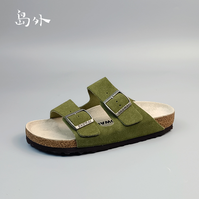 岛外休闲复古文艺风软木拖凉拖外穿男女情侣一字拖鞋经典勃肯鞋