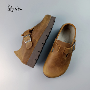 岛外DAOWAI勃肯鞋 厚底4cm头层牛皮增高女鞋