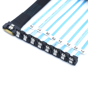 PCI-E Slimline SAS SFF-8654 8I全包防斜插转8X SATA90度高速线