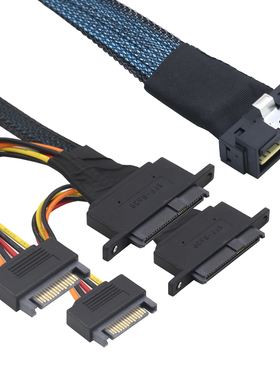 LP Slimsas SFF-8654 8I 74P转SFF-8639 U.2+15P带螺丝孔线