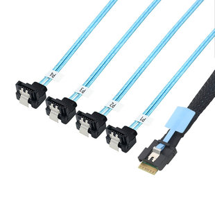 Pcie SlimlineSAS SFF-8654 4i 38P防斜插转4口SATA90度服务器线