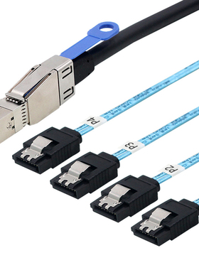 MINI SAS HD SFF-8644转4口SATA 7Pin服务器硬盘数据线支持6Gbps