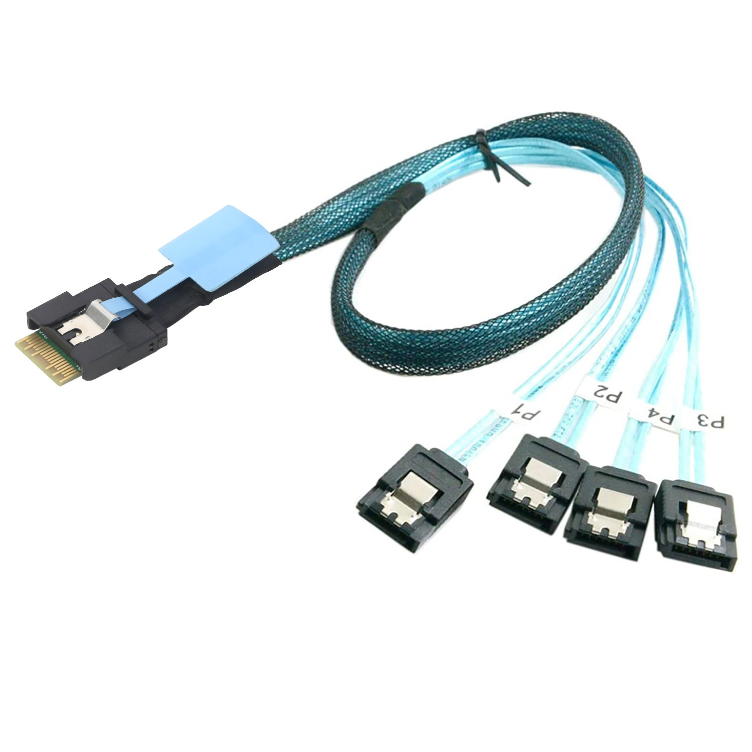 Pcie Slimline SAS SFF-8654 4i 38P防斜插转4口SATA服务器连接线