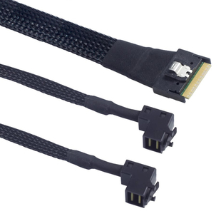 Slimsas SFF8654 8i转2个Minisas HD SFF8643 支持PCIE GEN4 弯头