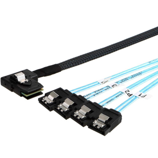 MINI SAS SFF-8087左弯转4口SATA直头母 服务器 高速连接线束