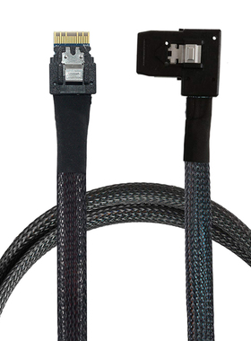 左弯 SlimSAS 4.0 SFF-8654 4i转SAS SFF-8087  服务器高速连接线