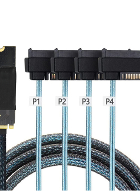 M.2 Mkey SFF-8643接点转4口SAS SFF-8482二合一服务器高速转换线