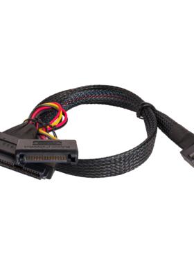 Gen5 MCIO 4X SFF-8654 4i转SFF-8639 带15p供电 U.2 sas 连接线