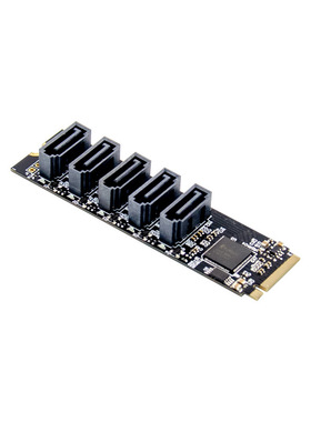 M.2转SATA3扩展 M2 NVME转5口SATA3.0固态硬盘转接卡JMB585芯片
