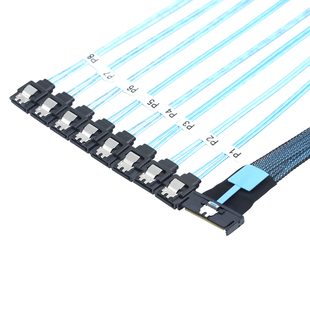 MCIO PCIE SAS SFF-8654 8I转8口SATA 7P母直头硬盘转换线