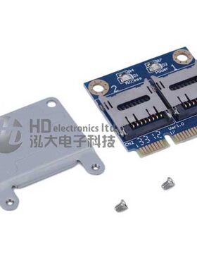 Mini pcie转2 Micro SD转接卡 mini pcie转双TF 笔记本SSD读卡器