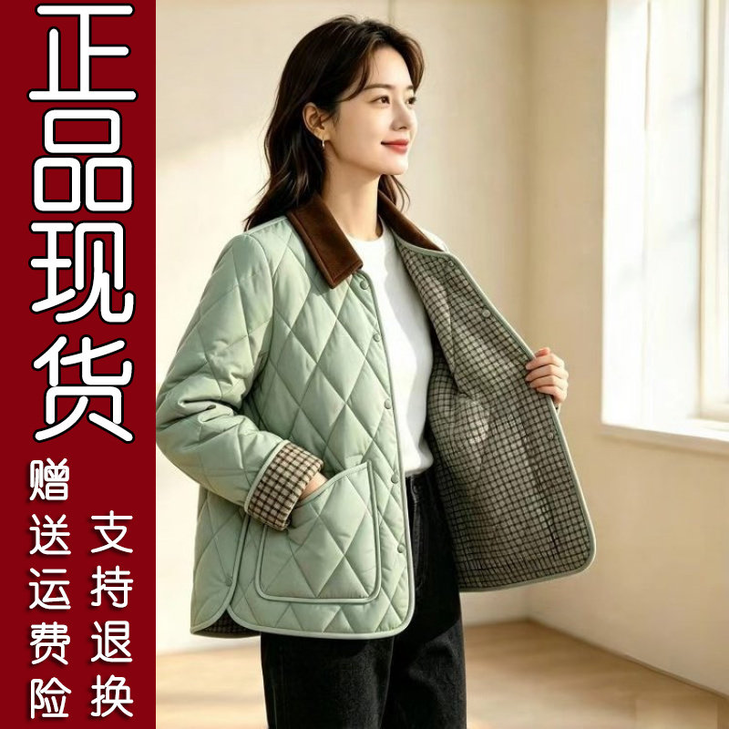 韩版复古菱格棉服6444