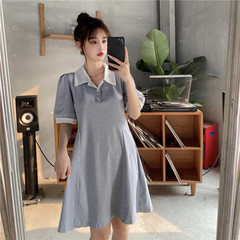 Real price new short sleeve dress women's small loose Korean back hollow Polo skirt
