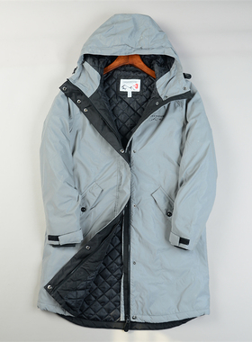 北欧反光亮面户外连帽棉服男女L85601冬季中长款冲锋衣滑雪服外套