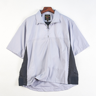 宽松套头休闲上衣 男H83142夏秋新款 外贸单户外运动半开拉链短袖 衫