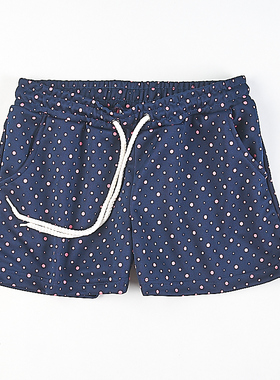 韩版波点印花休闲短裤女41H82144夏季松紧腰系带显瘦百搭直筒热裤