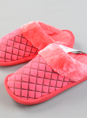 秋冬新品加绒棉拖鞋男女11.4L82508保暖毛窝窝静音软底居家地板拖