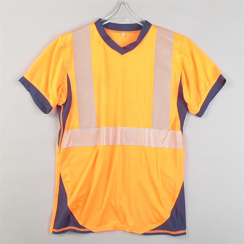 反光条拼接速干透气T恤男女L85113户外通勤作业路面救援短袖上衣