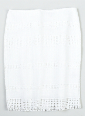 619外贸大码女装半身裙73719高腰白色蕾丝镂空刺绣胖MM包臀中裙子