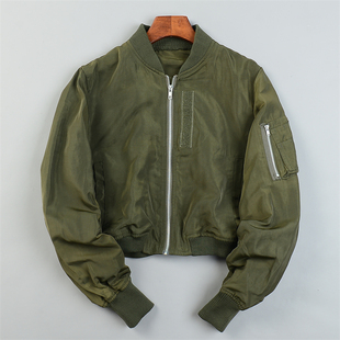 工装 拉链飞行夹克长袖 立领短款 时尚 棒球服 外套女L84640春秋季 美式