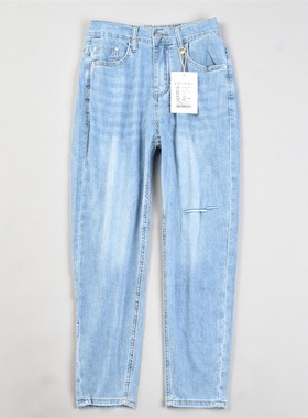 韩版破洞哈伦裤牛仔裤女L83408春夏季新款薄款显瘦锥形休闲长裤子