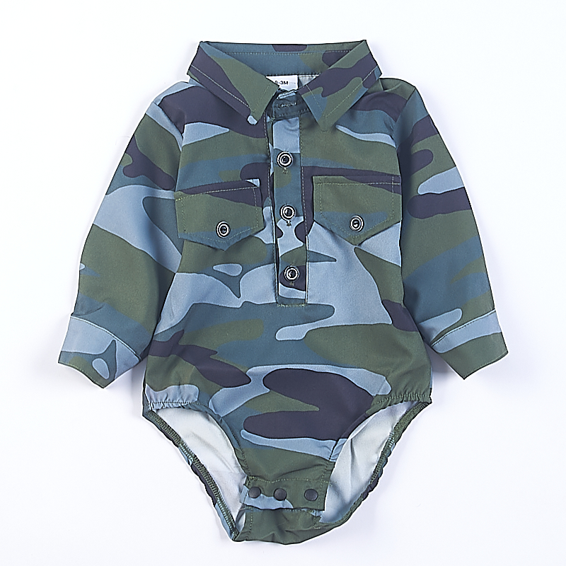 男女儿童装连体长袖衬衫爬爬上衣