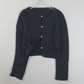 精品温柔风短款 针织开衫 毛衣女L84017秋冬圆领显瘦百搭上衣短外套