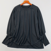 日单宽松纯色圆领卫衣女L84452春秋季 设计感落肩灯笼束口长袖 上衣