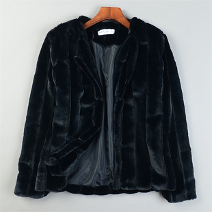 轻奢风仿貂绒外套女12.30L84744光滑质感秋冬季 百搭休闲棉衣上装