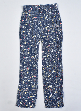 外贸精品满印花人棉直筒裤女41L82225软糯舒适春夏大码休闲长裤子