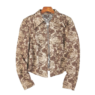 616复古扎染长袖 设计感小众显瘦拉链夹克上衣 短外套女81942春秋季