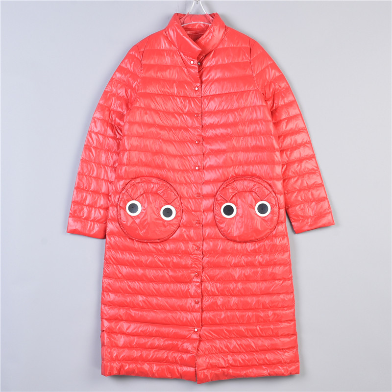 女士长款轻薄羽绒服白鸭绒外套