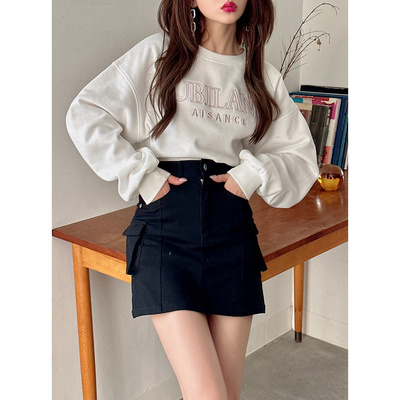 春秋套头宽松减龄长袖上衣