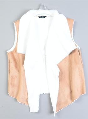 113外贸皮毛一体麂皮绒马甲女80915秋冬新款仿皮草小个子无袖外套