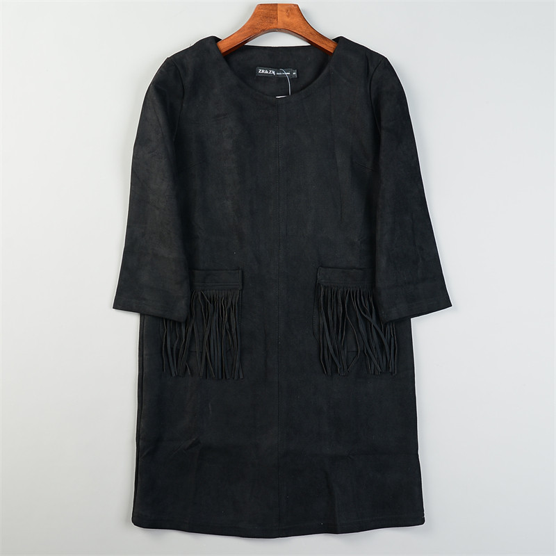 轻奢高端麂皮绒连衣裙女1.27L85105时尚流苏双口袋美式小个子短裙,女装/女士精品,连衣裙,淘宝优惠券,粉丝福利购,淘宝优惠卷