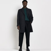 外贸复古羊毛呢大衣男3.18H82084秋冬宽松单排扣长款 外套 呢子西装