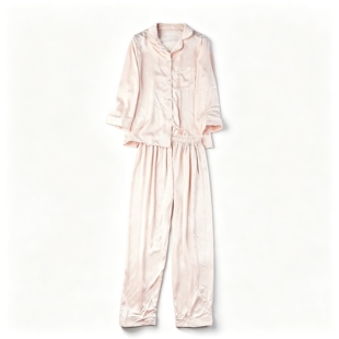 剪镖缎面提花家居服两件套女87241丝滑长袖开衫上衣+长裤睡衣套装