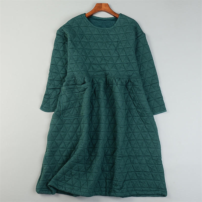 精品菱形格子夹棉连衣裙L85447圆领套头宽松秋冬新款保暖时尚长裙,女装/女士精品,连衣裙,淘宝优惠券,粉丝福利购,淘宝优惠卷
